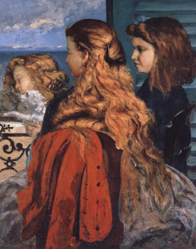 Gustave Courbet Three english girls at a window Spain oil painting art